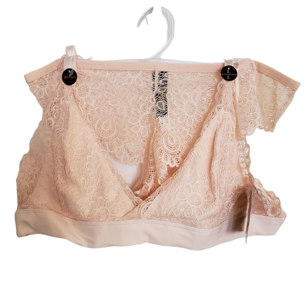 Just Sexy Lingerie 2 Piece Lace Bralette and Cheeky Panty Set